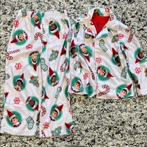 Holiday Elf Kids Pajama Set - White and Green